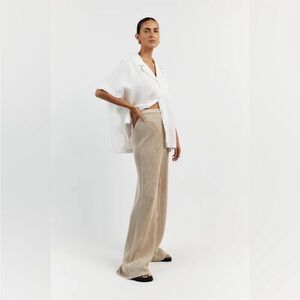DISSH Beige Wide-Leg Ophelia crochet knit Pants
